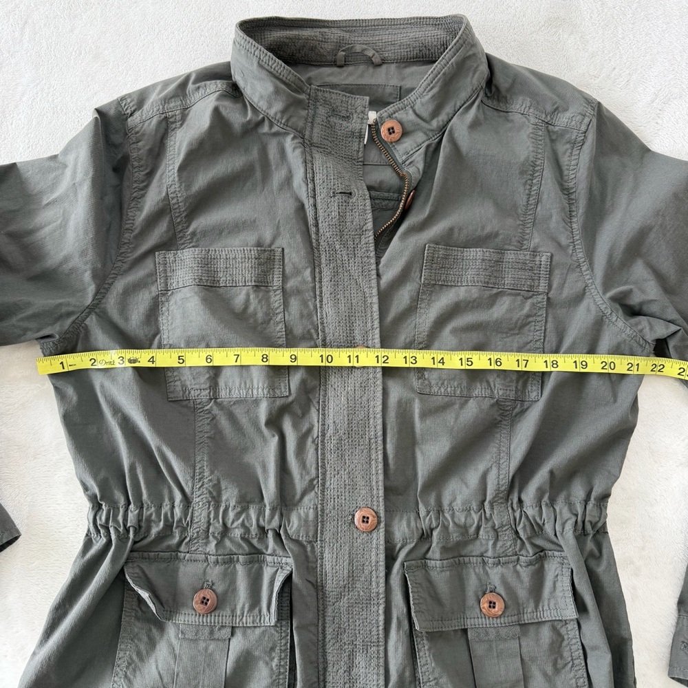 LL Bean Jacket Womens SZ L GrayGreen Utility Ripstop Field Chore FullZip Pockets - Picture 7 of 9